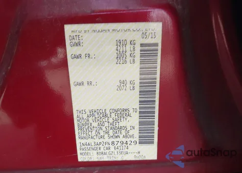 2015 Nissan Altima 2.5 S z USA, uszkodzony, nr VIN 1N4AL3AP2FN879429